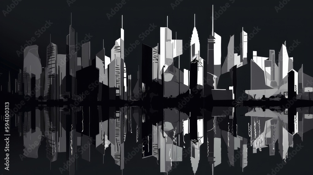 Abstract monochromatic cityscape