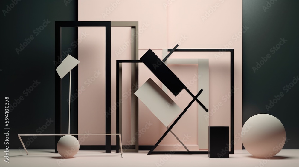 Naklejka premium Deconstructed geometric shapes in minimalistic style
