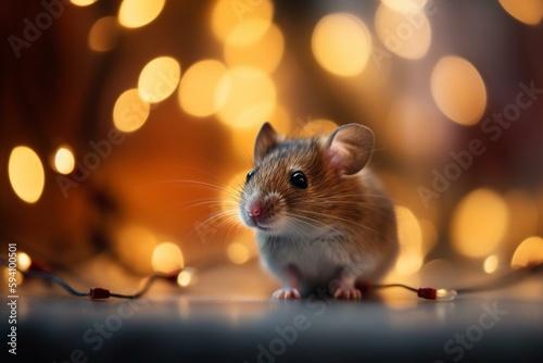 a close up of a small animal with a blurry background behind it and a blurry background behind it, with a blurry background of blurry lights, and a blurry background, with a. Generative AI © Ryan