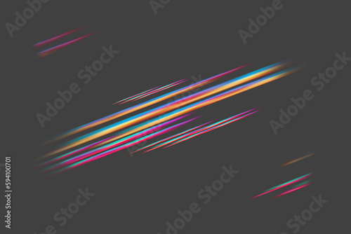 Neon, color and digital light on transparent background for beam, laser and rainbow streak on png texture. Glowing abstract, creative design and isolated cosmic art for motion, exposure and effect