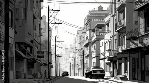 Monochromatic street view at midpoint © Oliver