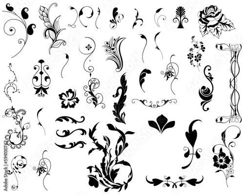 vintage ornaments vector set, icon, symbol, logo, clipart, isolated. vector illustration. vector illustration isolated on white background.