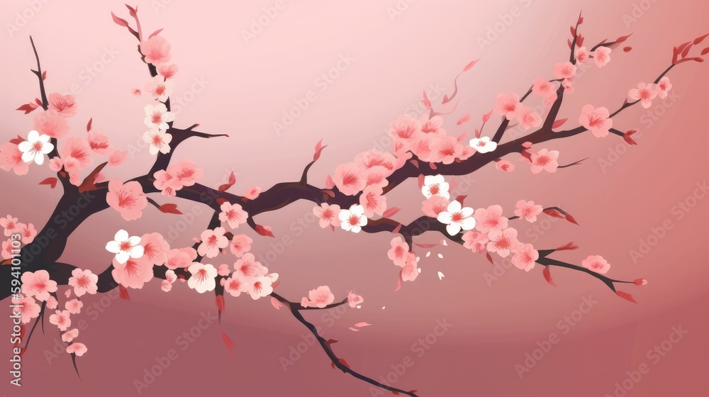 Cherry blossom design with elegant shapes and pink hues