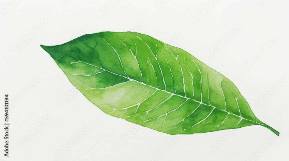Fototapeta premium Simple drawing of a leaf with vibrant green color