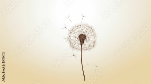 Minimalist drawing of single dandelion seed head © Oliver