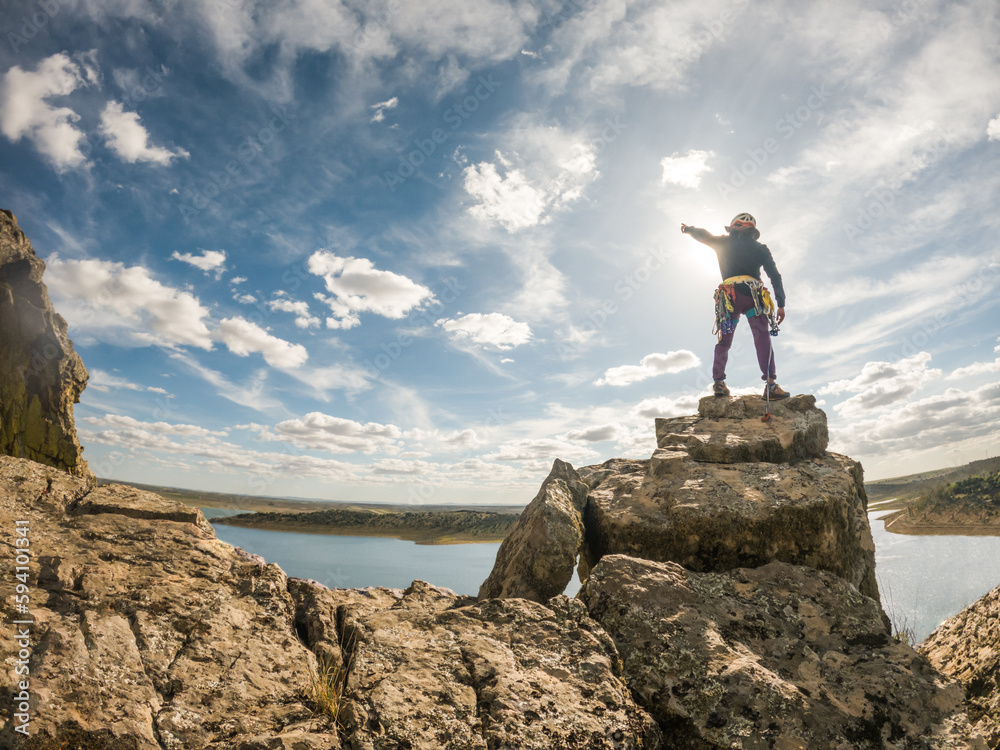 person on top of the mountain