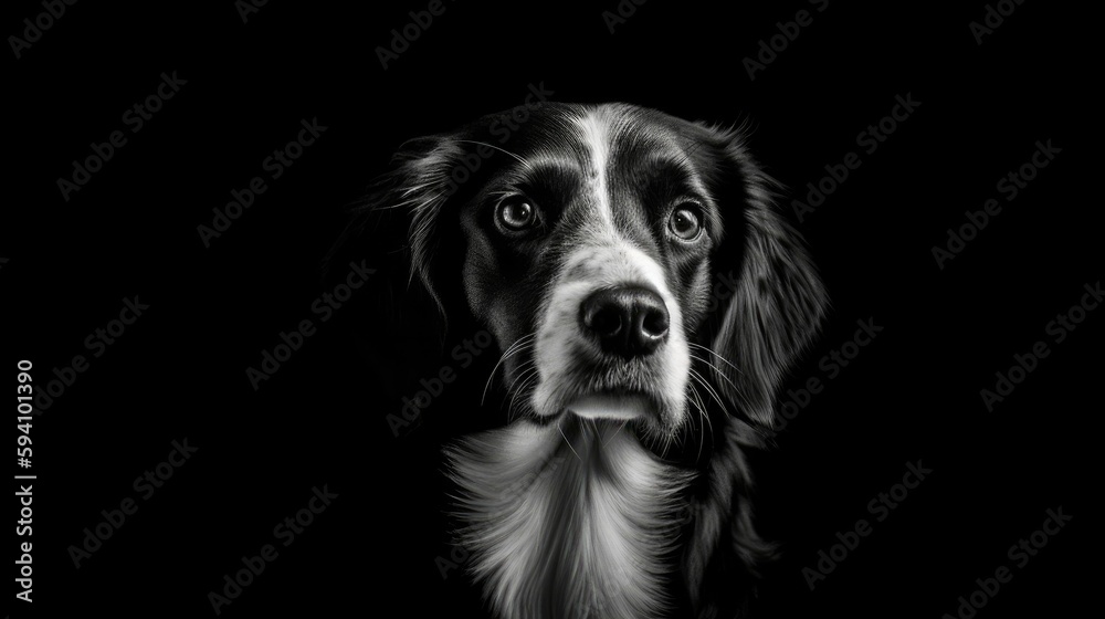 Minimalistic portrait of a dog in black and white