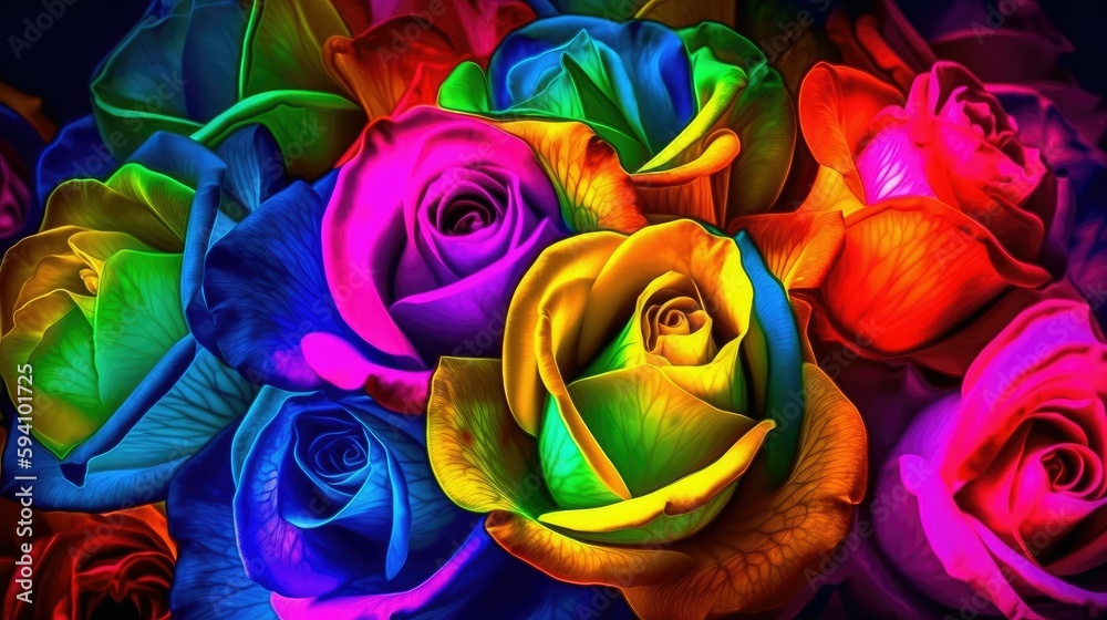 custom made wallpaper toronto digitalElectric abstract flowers in a rainbow spectrum