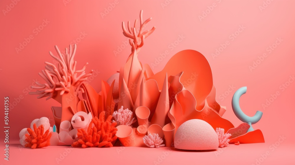 Simplistic and whimsical coral reef design in bold colors