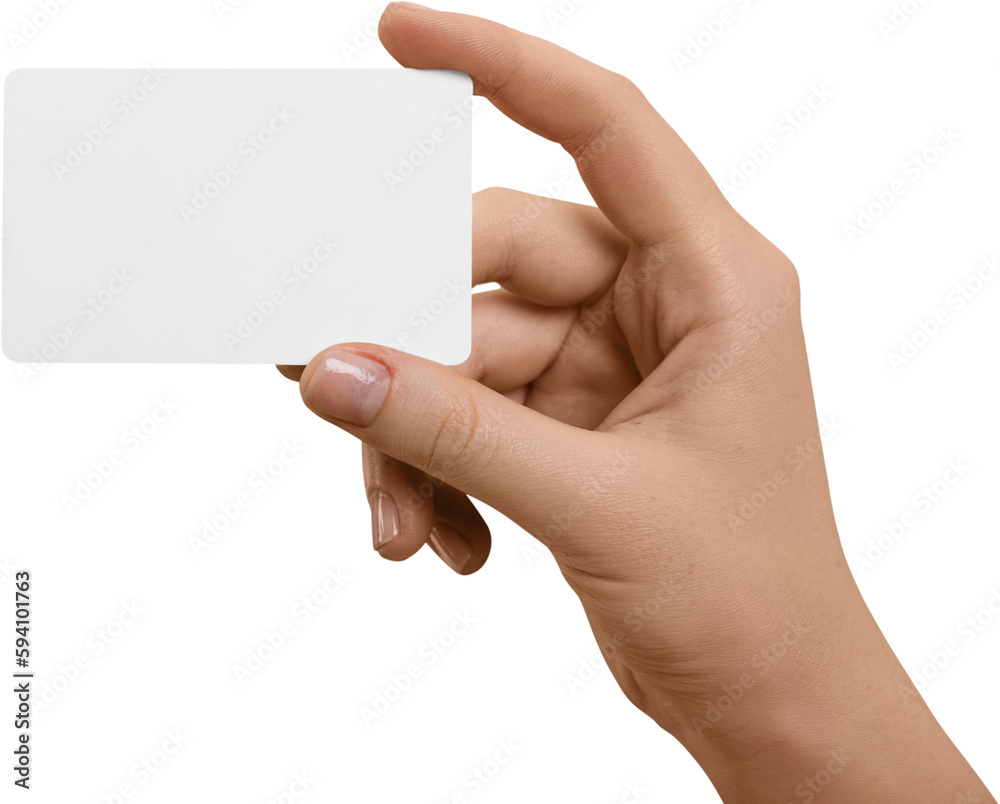 Obraz premium female hand holding a businesscard