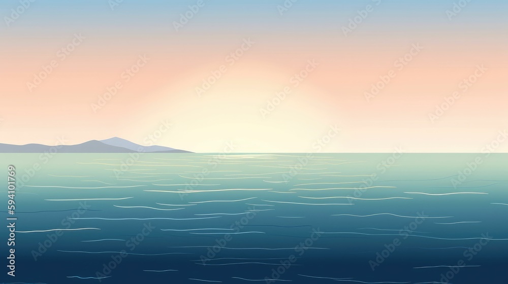 Obraz premium Minimalist ocean scene with simple lines