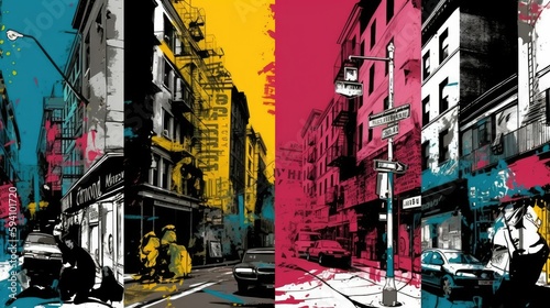 Warholian graphic depiction of urban life