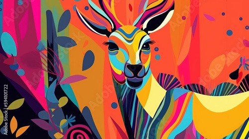 Bold and colorful animal illustration in Fauvism style