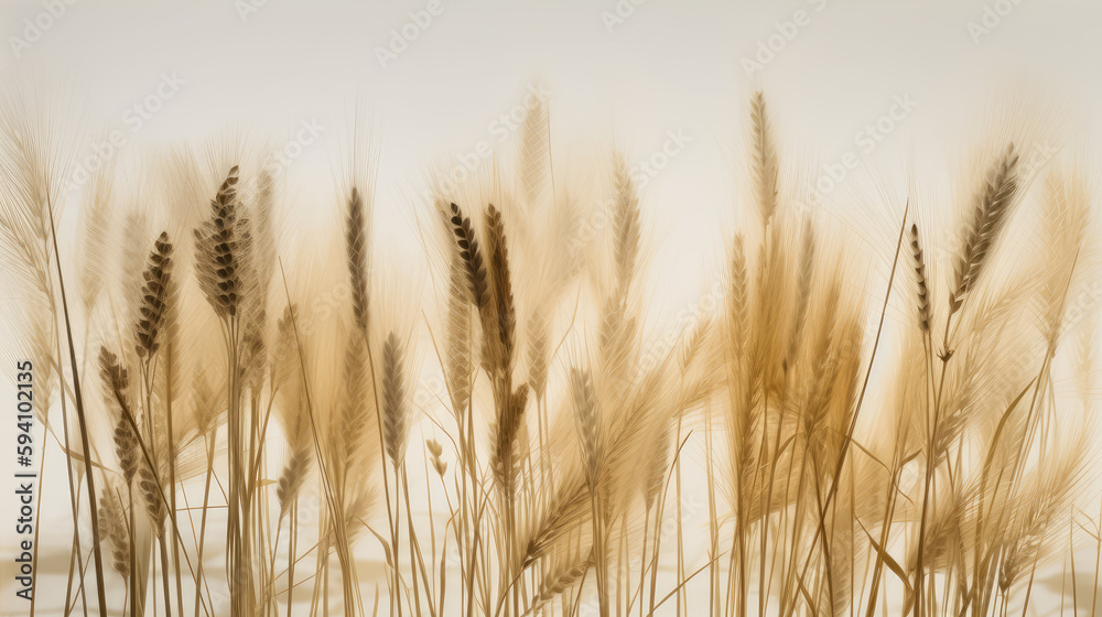 Stalks of wheat on a foggy morning by generative AI Stalks of wheat on a foggy morning by generative AI