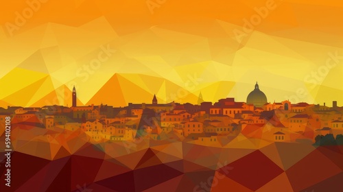 Sienna Skyline with Warm Colors Triangle Pattern