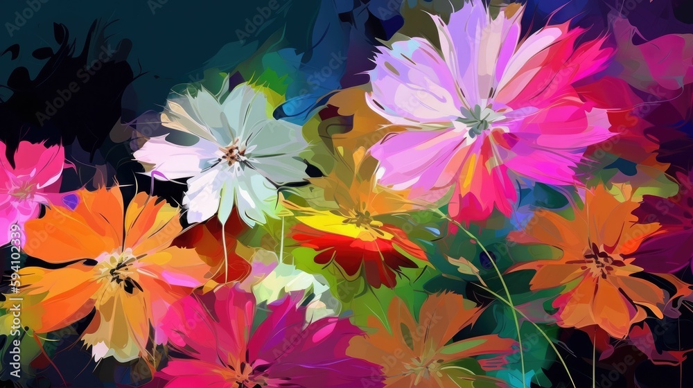 Colorful abstract flowers wallpaper