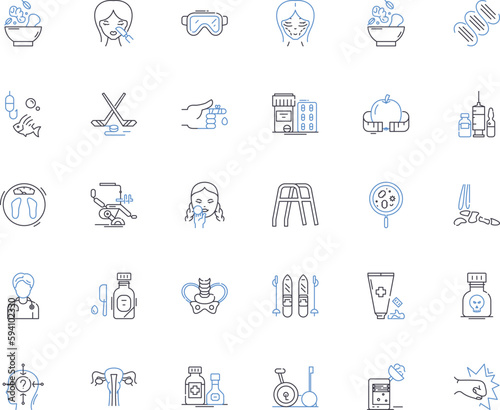 Digital health line icons collection. Telemedicine, Wearables, E-health, Wellness, Virtual, Prevention, Analytics vector and linear illustration. Fitness,Personalized,mHealth outline signs set