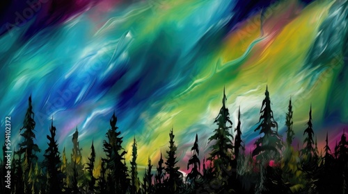 Abstract wallpaper of Northern Lights with bold colors