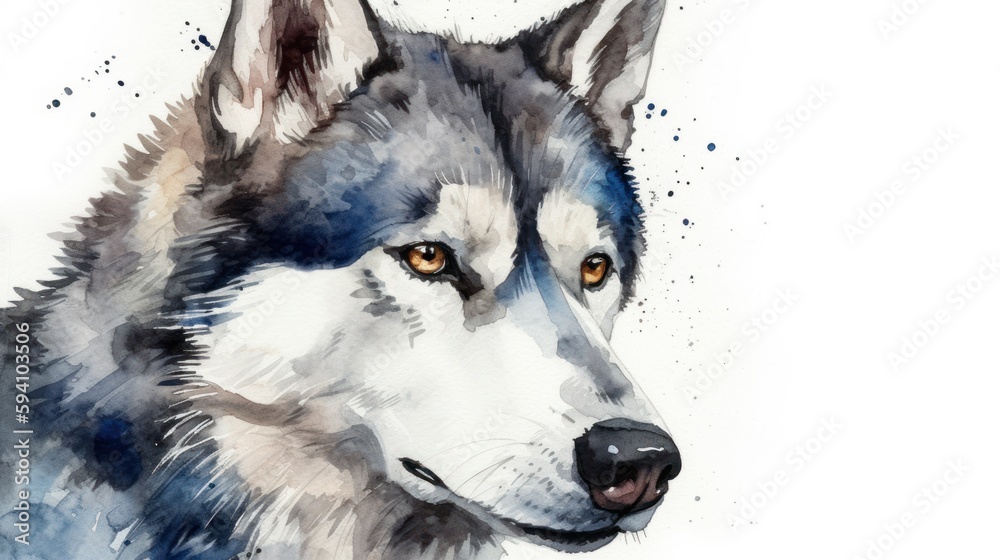 Watercolor Sketch of a Siberian Husky Dog (AI generated) Watercolor Sketch of a Siberian Husky Dog (AI generated)