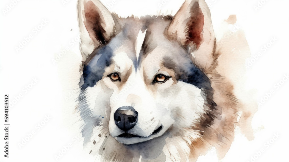 Watercolor Sketch of a Siberian Husky Dog (AI generated) Watercolor Sketch of a Siberian Husky Dog (AI generated)
