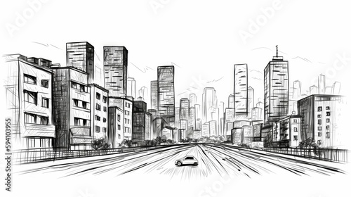 Monochrome sketch of a cityscape © Oliver