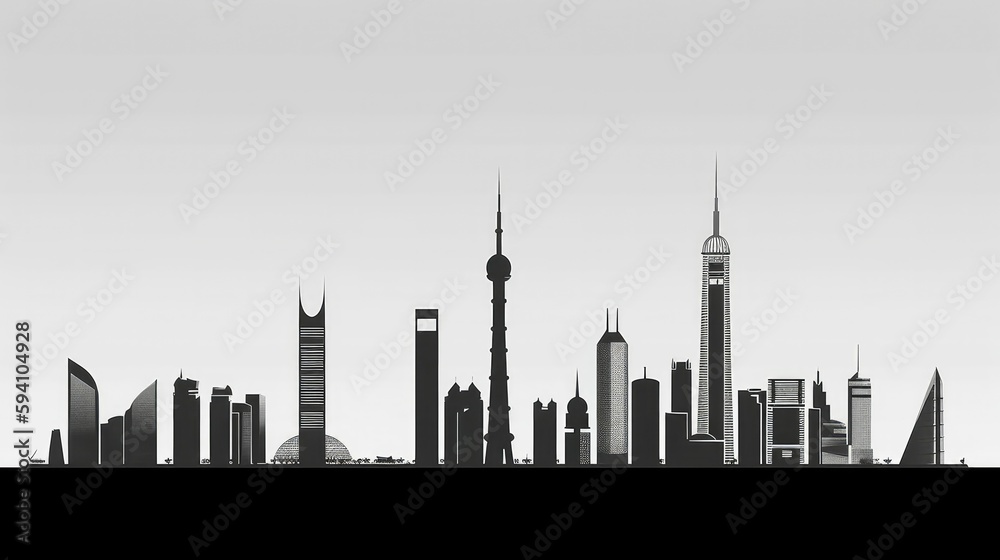 Obraz premium Minimalist skyline of famous buildings