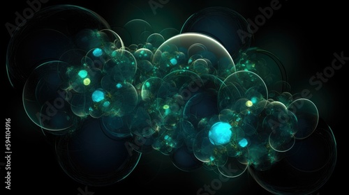 Fotografia Ethereal pattern of blue and green orbs