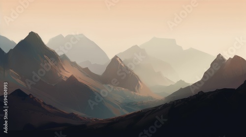 Dramatic landscape illustration in muted tones