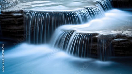Blue Waterfall with Cascading Lines