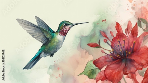Nature-inspired art of hummingbird and flower pairings