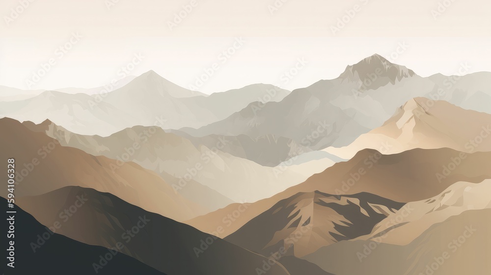 Dramatic Landscape Illustration with Muted Colors