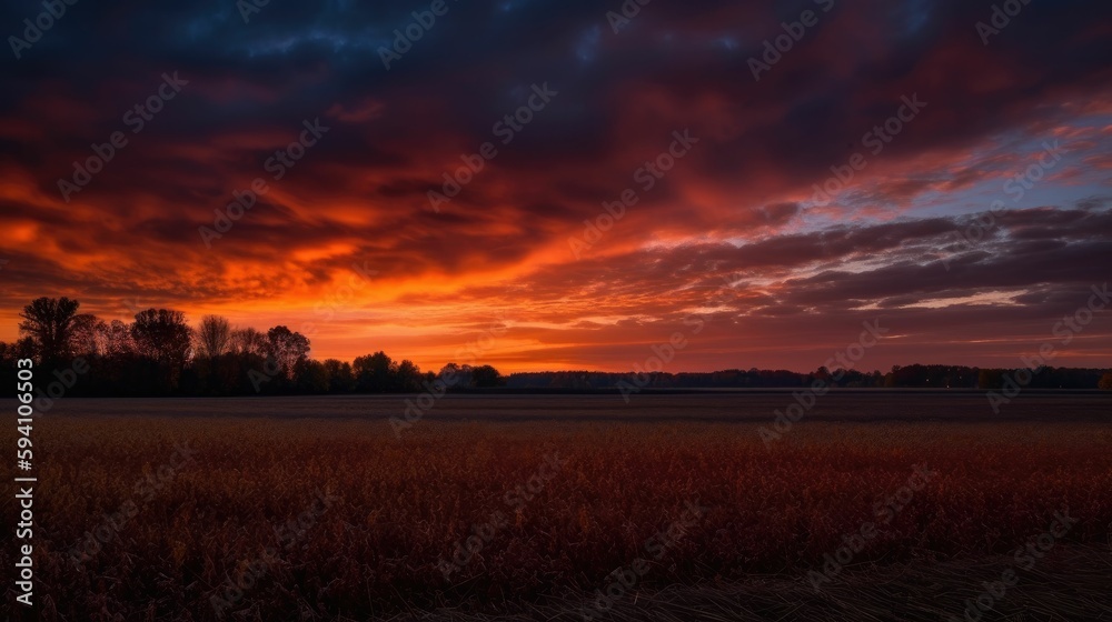 Beautiful harvest sky with glowing colors and fading light
