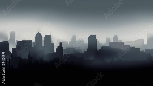 Abstract grey shadows of city in the mist