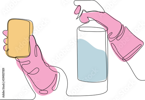 Home cleaning service landing page design concept, illustration of janitors with cleaning tools. Vector illustration