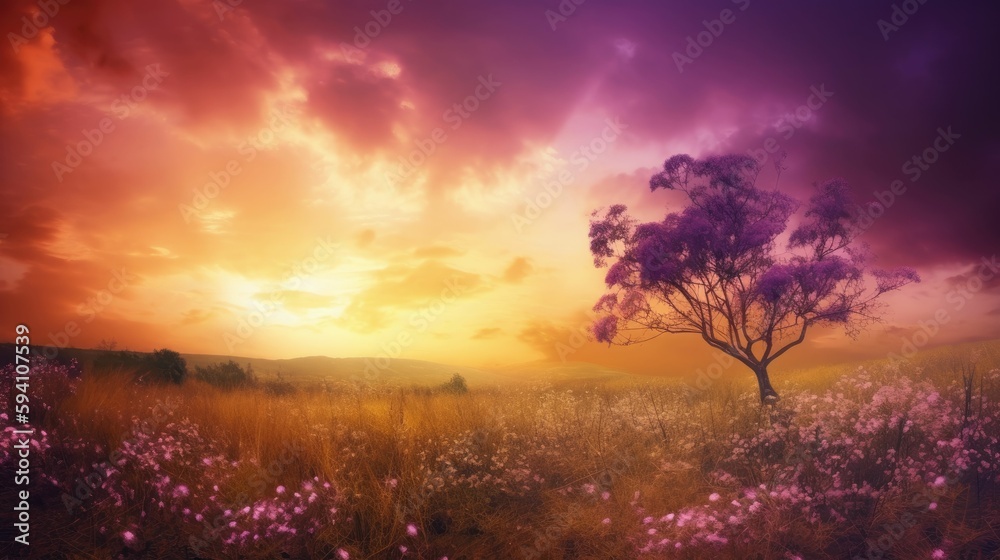 Soft golden sky with clouds at the midpoint Soft golden sky with clouds at the midpoint