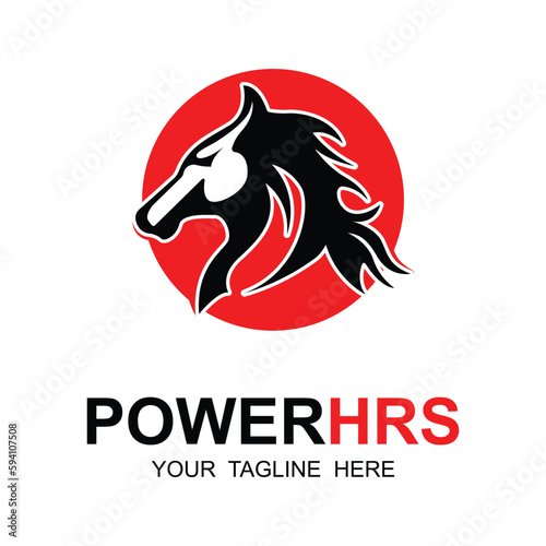 Elegant horse icon. Royal stallion logo. Equine stables sign. Equestrian brand emblem with slogan template