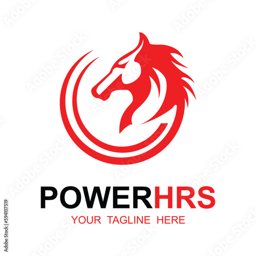 Elegant horse icon. Royal stallion logo. Equine stables sign. Equestrian brand emblem with slogan template
