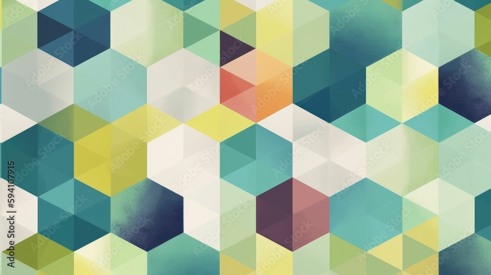 Multicolor blue and green hexagonal geometric pattern wallpaper Multicolor blue and green hexagonal geometric pattern wallpaper