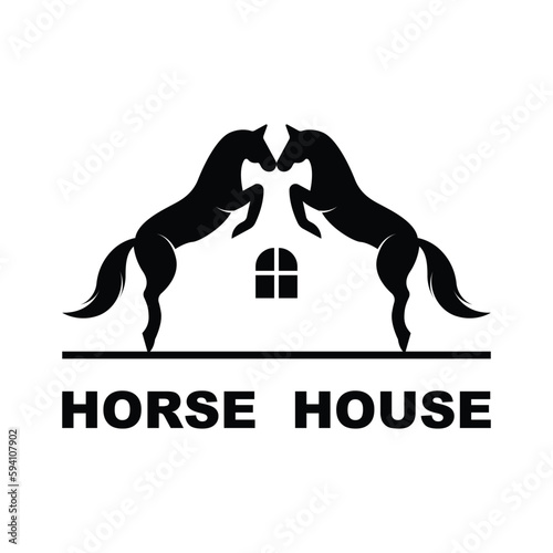 Elegant horse icon. Royal stallion logo. Equine stables sign. Equestrian brand emblem with slogan template