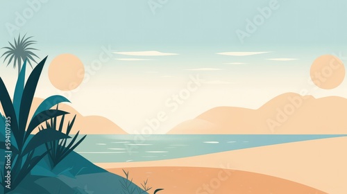 Minimalist illustration of a beach landscape