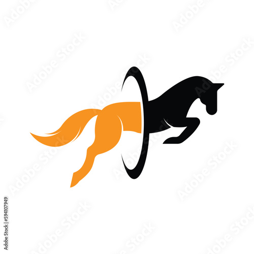 Elegant horse icon. Royal stallion logo. Equine stables sign. Equestrian brand emblem with slogan template