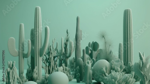 Minimalistic wallpaper featuring a cacti garden