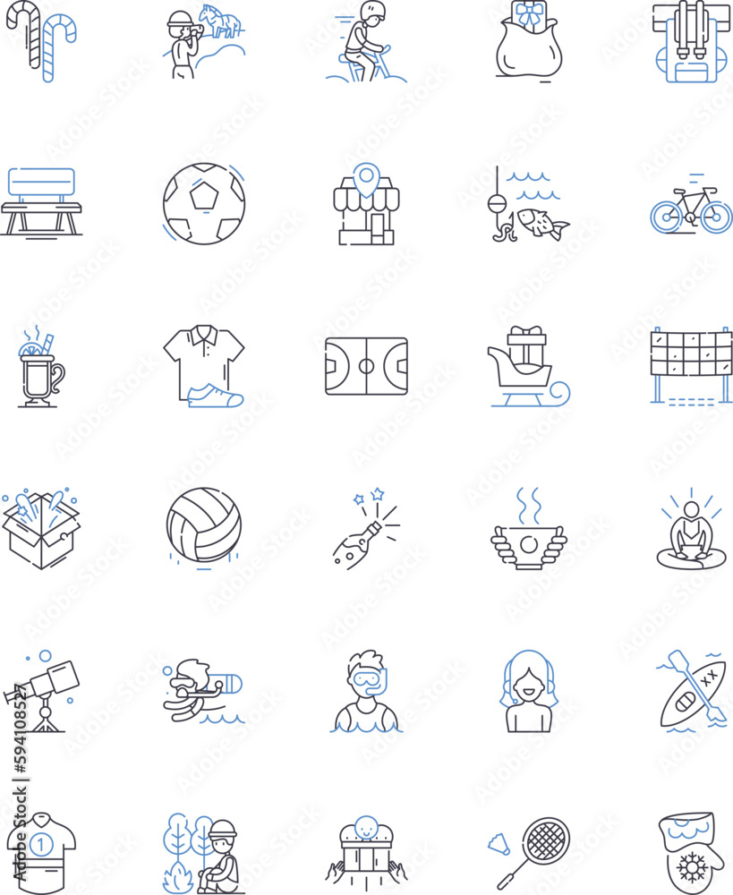 Games line icons collection. Strategy, Adventure, Action, Puzzle, Sports, Multiplayer, Simulation vector and linear illustration. Role-playing,Fantasy,Arcade outline signs set