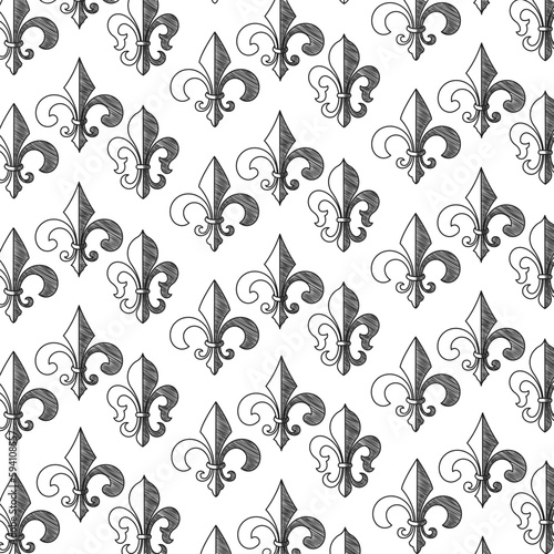 Seamless pattern background with lys flower symbols Vector