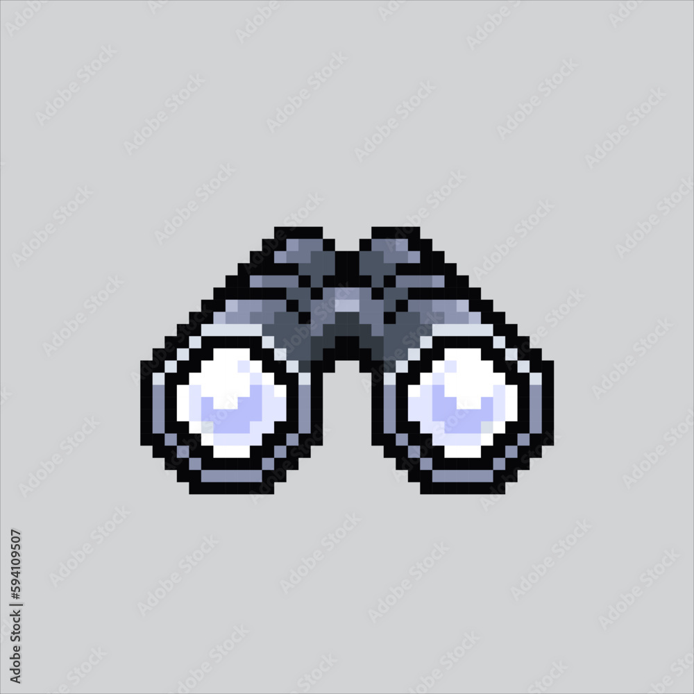 Fototapeta premium Pixel art illustration Binocular. Pixelated Binocular. Binocular animal pixelated for the pixel art game and icon for website and video game. old school retro.