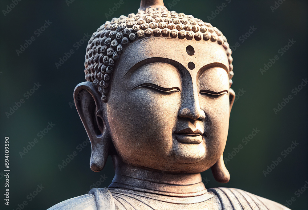 stone figurine of meditating Buddha, generative AI