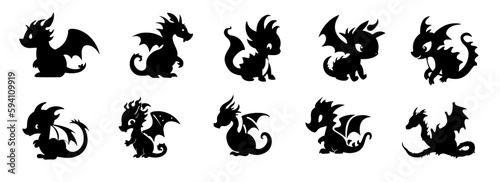 a set of many little cute dragons photo