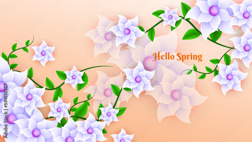 Gradient spring floral background vector design