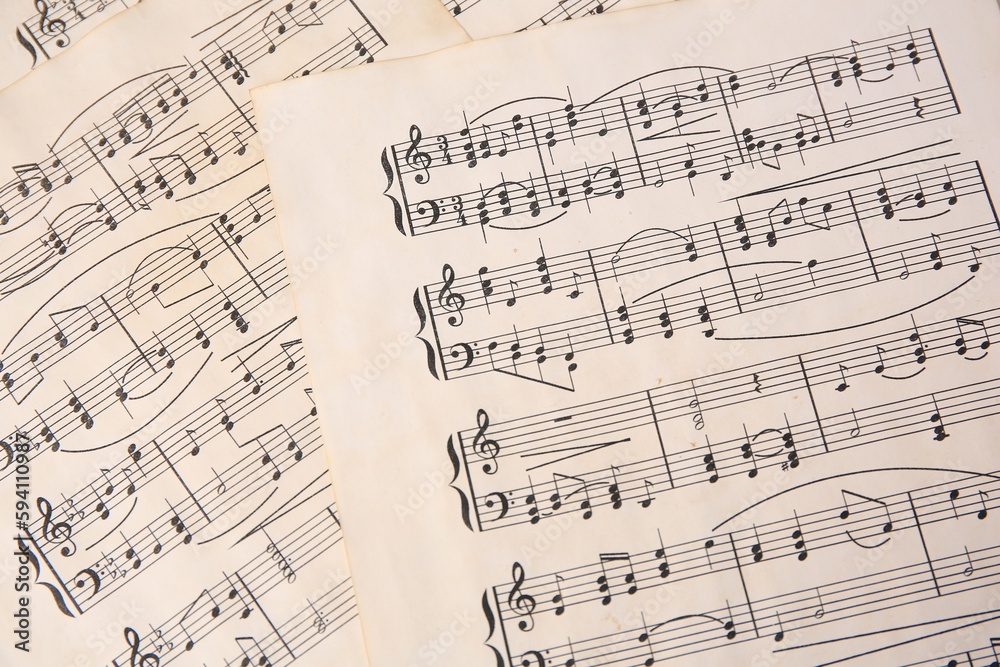 Sheets of paper with different notes as background, top view Sheets of paper with different notes as background, top view