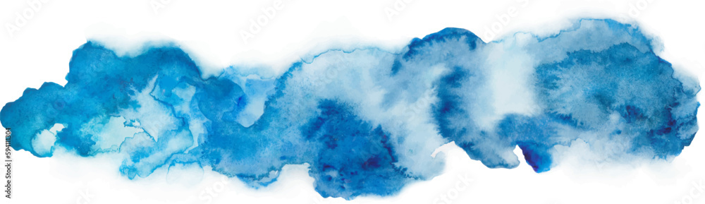 Abstract blue watercolor on white background. Hand drawn illustration. Vector EPS.